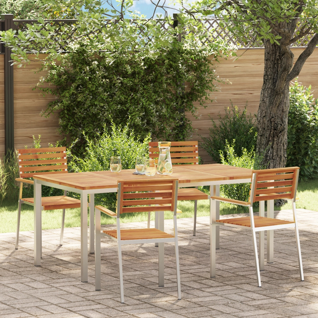 Set da Pranzo da Giardino 5 Pezzi in Legno Massello di Acacia di