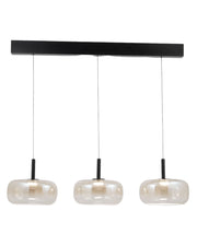 Lampada a Sospensione LED Devero 3x7W 2550lm CCT Dimmerabile a step, Struttura in metallo e vetro borosilicato colore Cognac sfumato - Devero