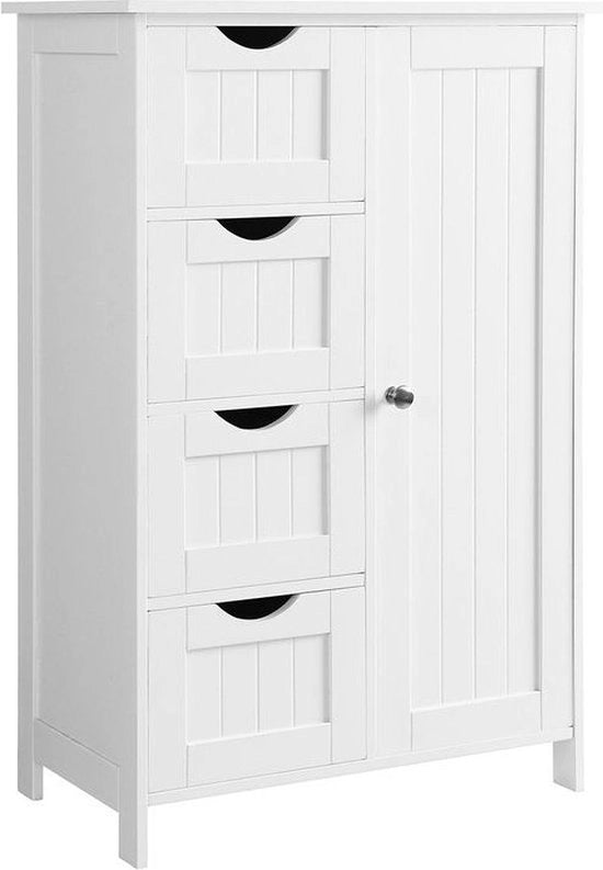 Cassettiera da bagno - Comodino in stile rurale - Cassetta per saponi - Cassettiera da bagno - Cassettiera da bagno a pavimento - Cassetta per medicinali - Cassettiera da bagno angolare - Bianca - 55 x 82 x 30 cm (L x A x P)