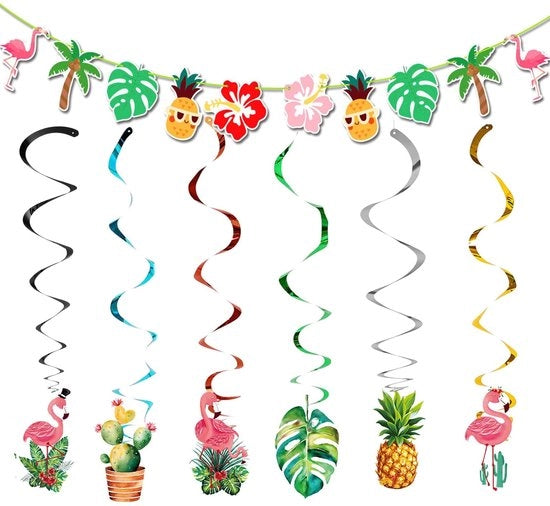 Decorazione per festa a tema hawaiano - Slinger di fiori a spirale - Decorazione da appendere - Qualità premium, riutilizzabile
