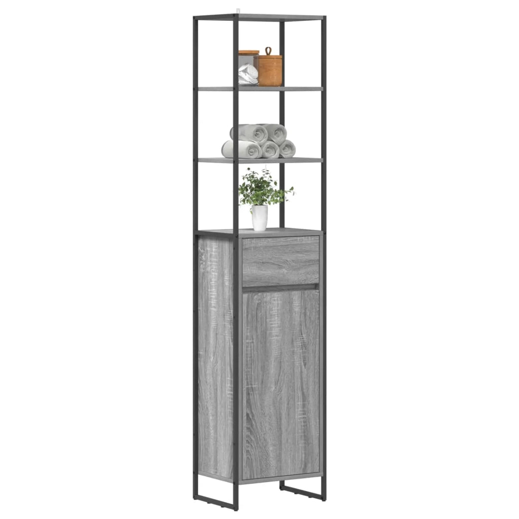 Mobile da Bagno con cassetto Grigio Sonoma 40 x 30 x 180 cm