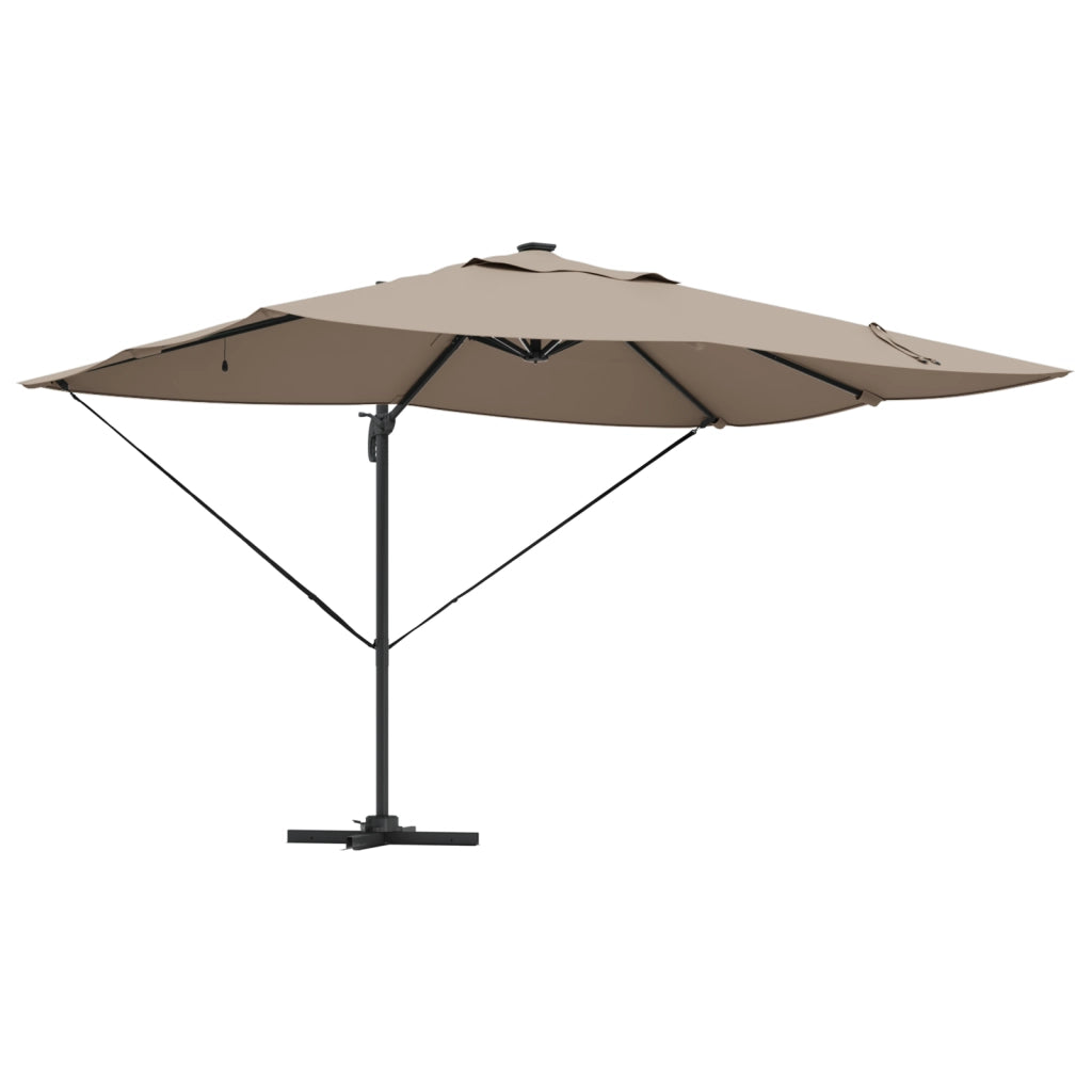 Ombrellone Roma a Sbalzo con LED Tortora 352x251x265 cm Alluminio