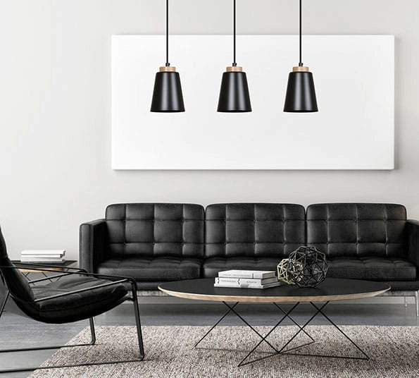 Lampadario Emibig Bolero 3, 3xE27 nero legno regolabile