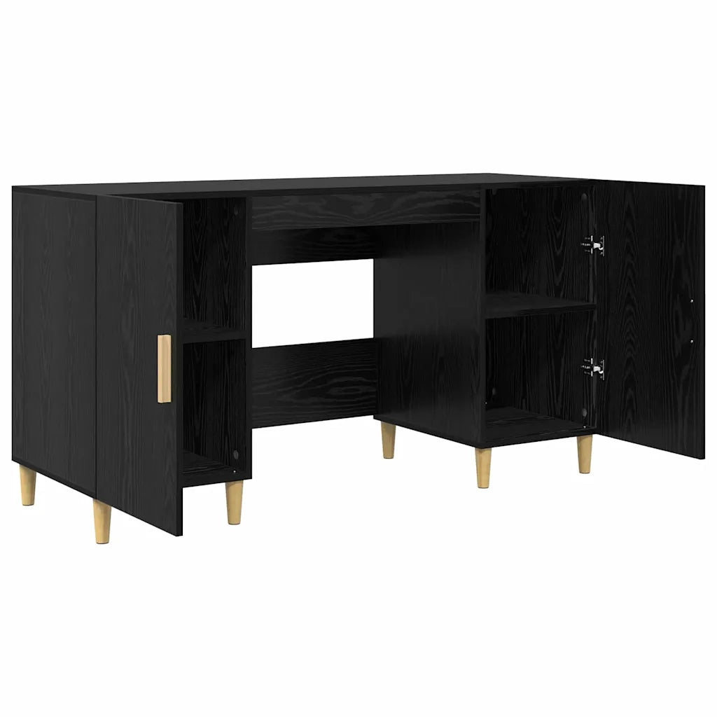 Scrivania Rovere Nero 140 x 50 x 75 cm Legno multistrato