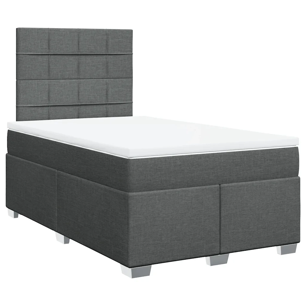Giroletto a Molle con Materasso Grigio Scuro 120x200 cm Tessuto