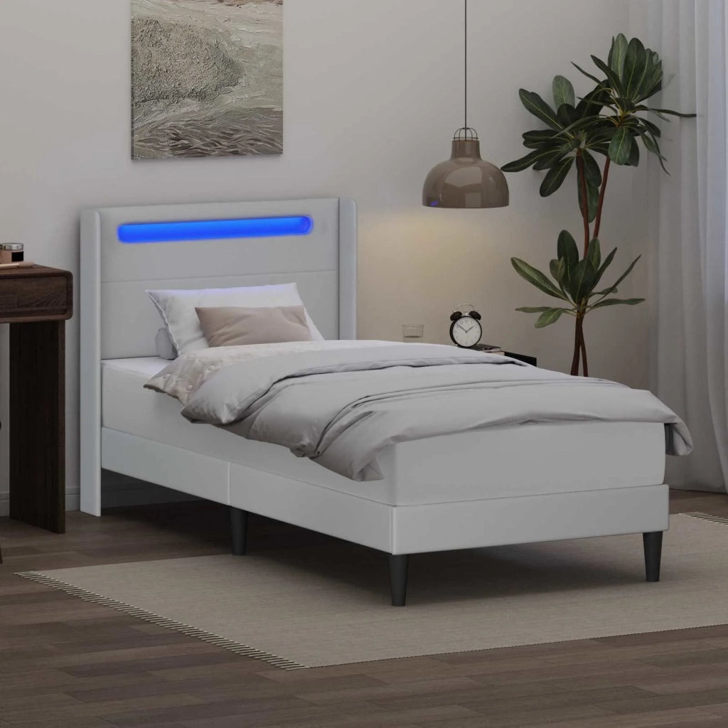 Struttura letto con materasso Bianco 80 x 200 cm Similpelle