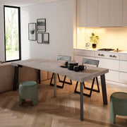 Consolle allungabile, 222x90x73cm, Per 10 persone, Gambe in legno, grigio cemento RF3070