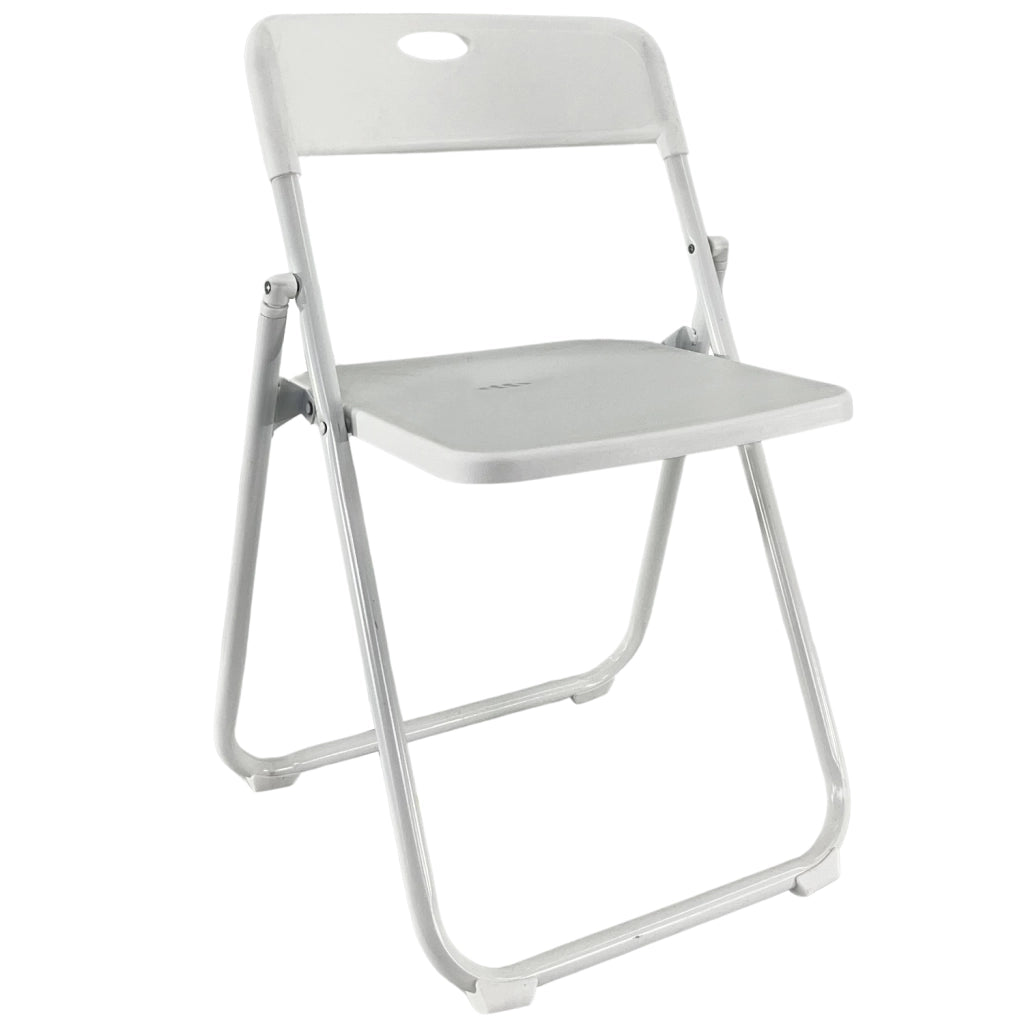 Sedia Pieghevole Salvaspazio Tiny Portatile Richiudibile da Interno Giardino Ufficio Struttura in Ferro  Bianco / Bianco