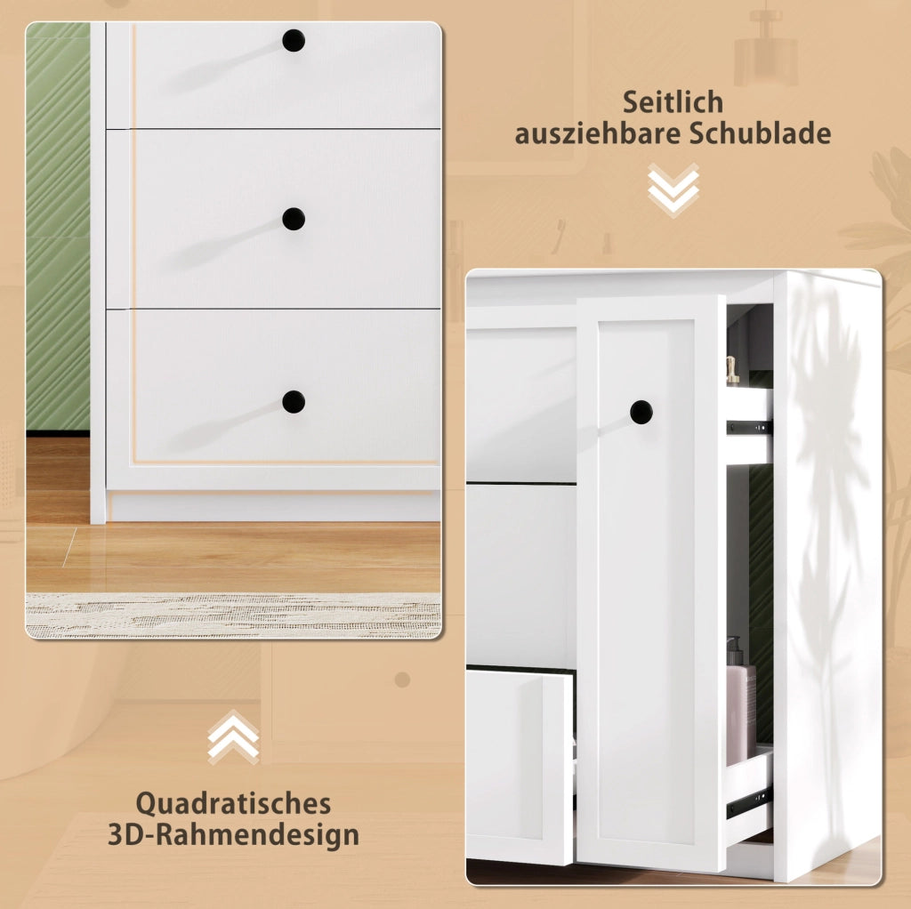 Mobile lavabo da bagno 76x46x82 cm con lavabo in ceramica e 4 cassetti
