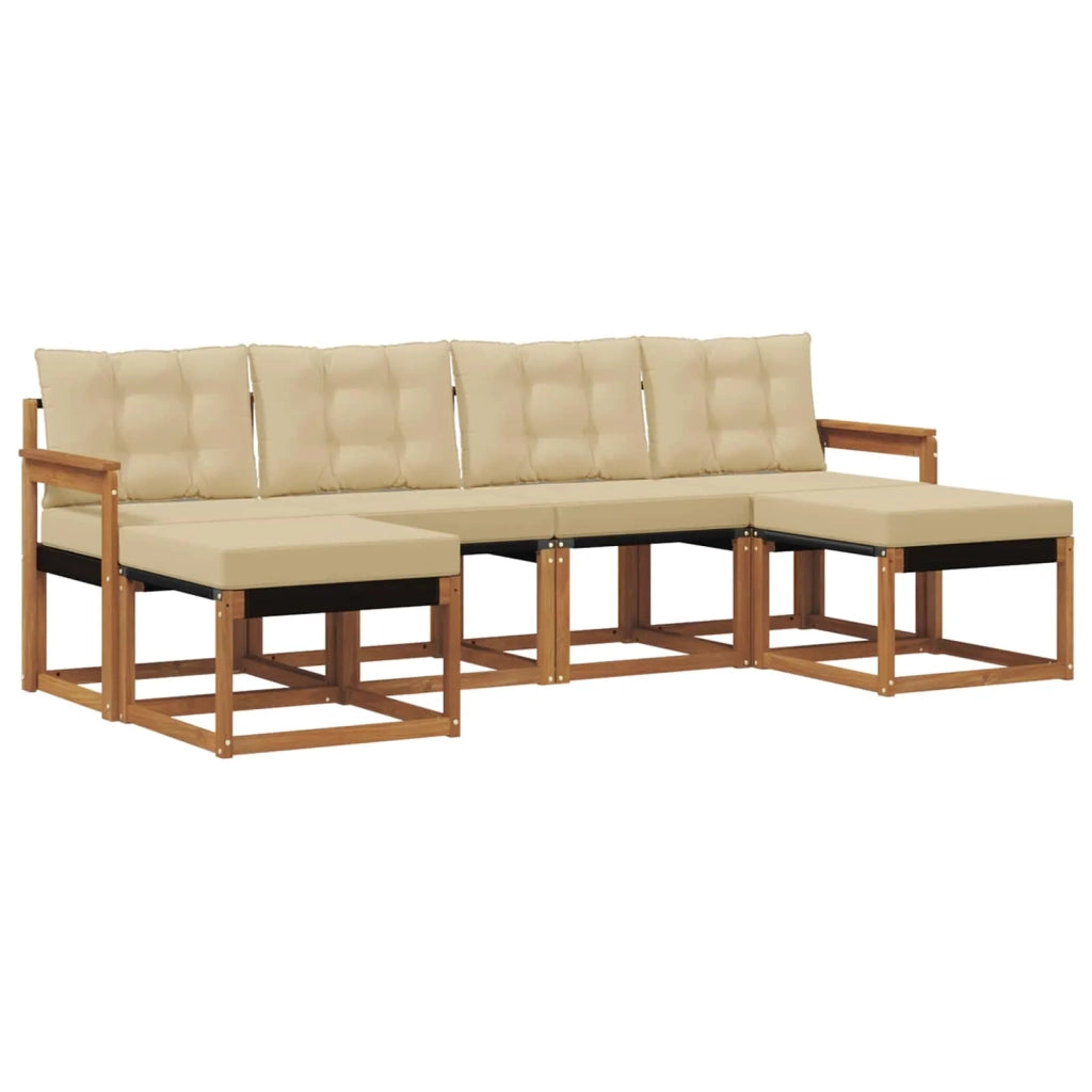 Set di divani da esterno con cuscino 6 pcs Naturale e Beige 3368924