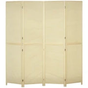 Paravento per Interno Pieghevole a 4 Ante, Divisorio in Bambù di Rattan, 180x1.6x180 cm
