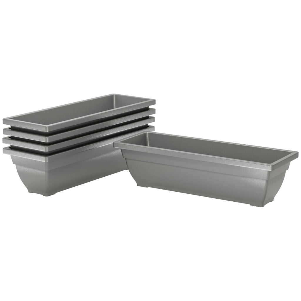 Set da 5 vasi da esterno impilabili in plastica, grigio, 59 x 21 x 16 cm, per interno ed esterno