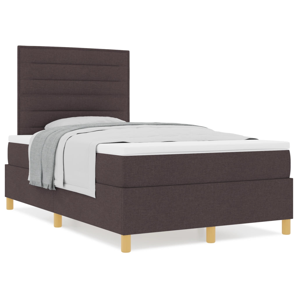 Letto Box Spring con Materasso Marrone Scuro 120x200 cm Tessuto