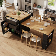 MOBILE ISOLA CUCINA ESTENSIBILE 122,5-195,5 cm Nero MDF