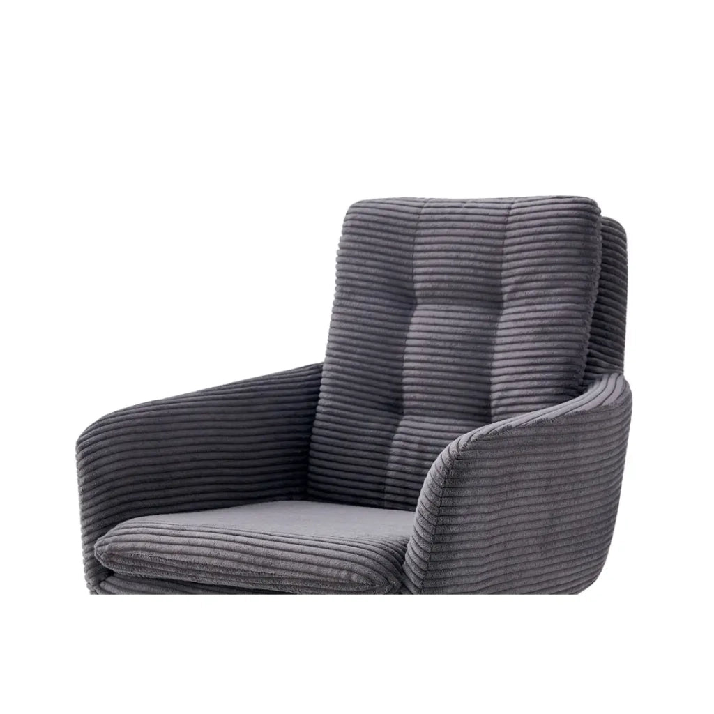 Set di 2 poltrone KAVIRA – Velluto a coste grigio – Piedi in metallo – Con braccioli – Design accogliente ed elegante