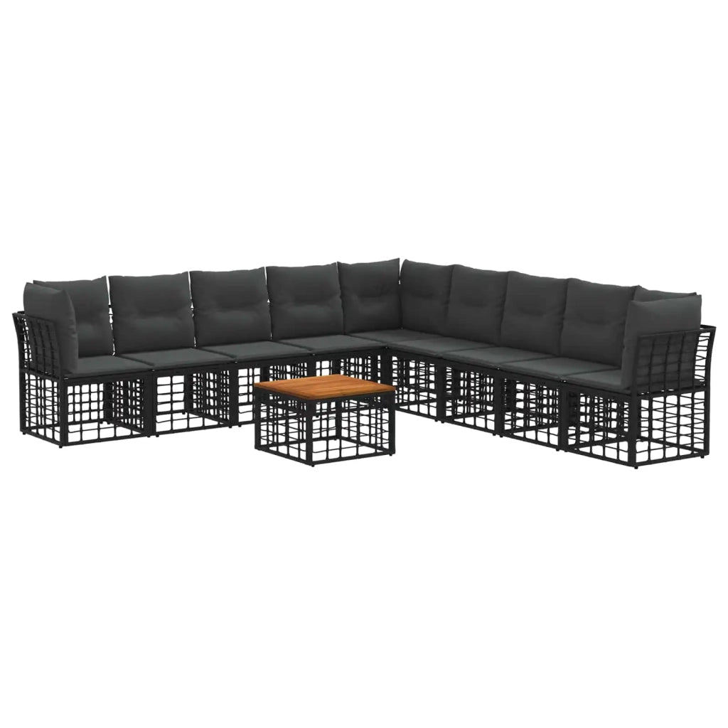 Set di divani da esterno 10 pcs Nero e Grigio scuro Poliestere 3437489