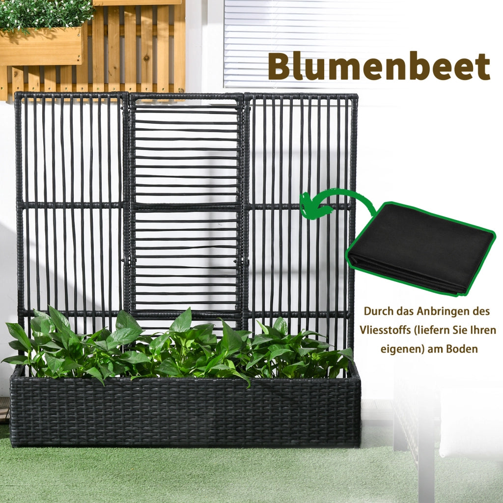 Fioriera con traliccio in polyrattan ¨C zephmum ¨C 103x29x103 cm, nero