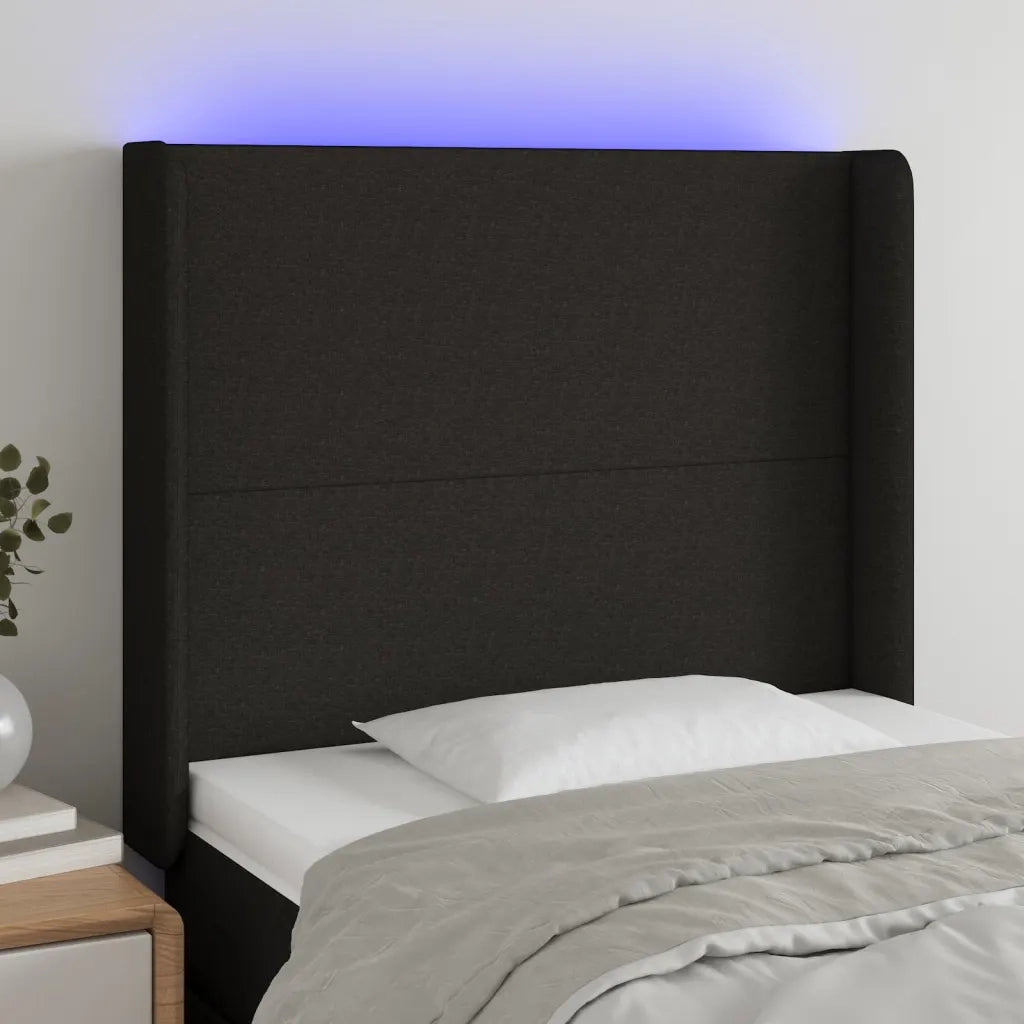 Testiera | Testata a LED Nera 83x16x118/128 cm in Tessuto