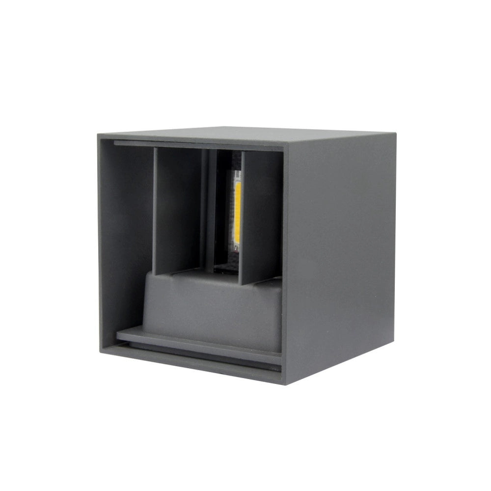 Trade Shop - Applique Led Cubo Grigio Lampada Da Parete 12w 1500l Luce Regolabile Updown Ip65 - -bianco Naturale      -