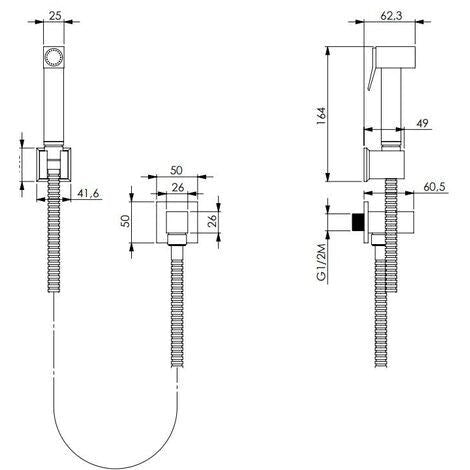Kit per wc in ottone con rubinetto apertura/chiusura , flessibile 120 cm
