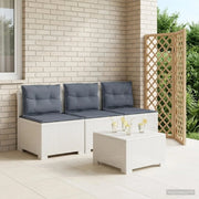 Divano da giardino 3 posti con cuscini in look rattan PP Bianco 8011987