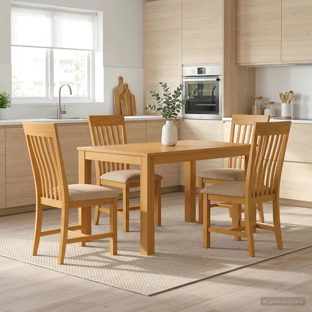 Set da pranzo 5 pz Beige Legno di Quercia Massello 3430357