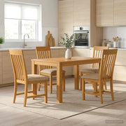 Set da pranzo 5 pz Beige Legno di Quercia Massello 3430357