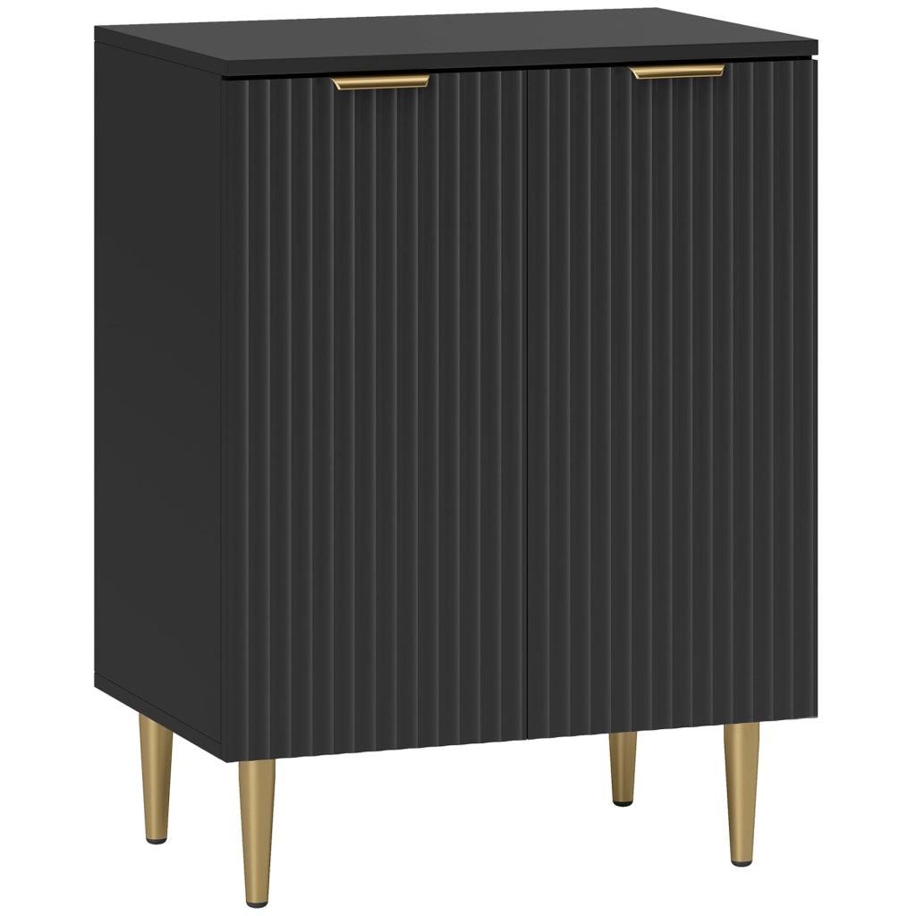 Credenza Moderna 60x40x80 cm con 2 Ante e Ripiano Regolabile con Gambe in Metallo in MDF Nero