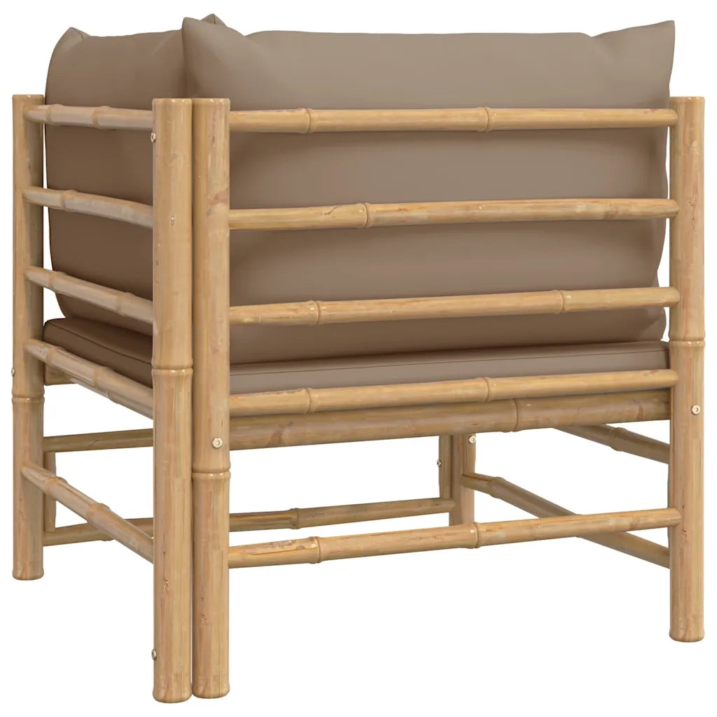 Divano Angolare da Giardino con Cuscini-Sofa da Giardino-Divanetto da esterno Tortora in Bamb¨´