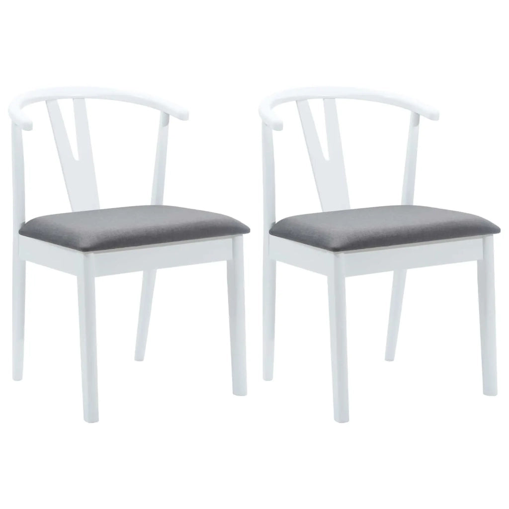 Sedia da pranzo 2 pcs Bianco e Grigio Legno di gomma solido