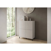 Credenza alta moderna 4 ante 90x35x110 cm Solaria - Cashmere