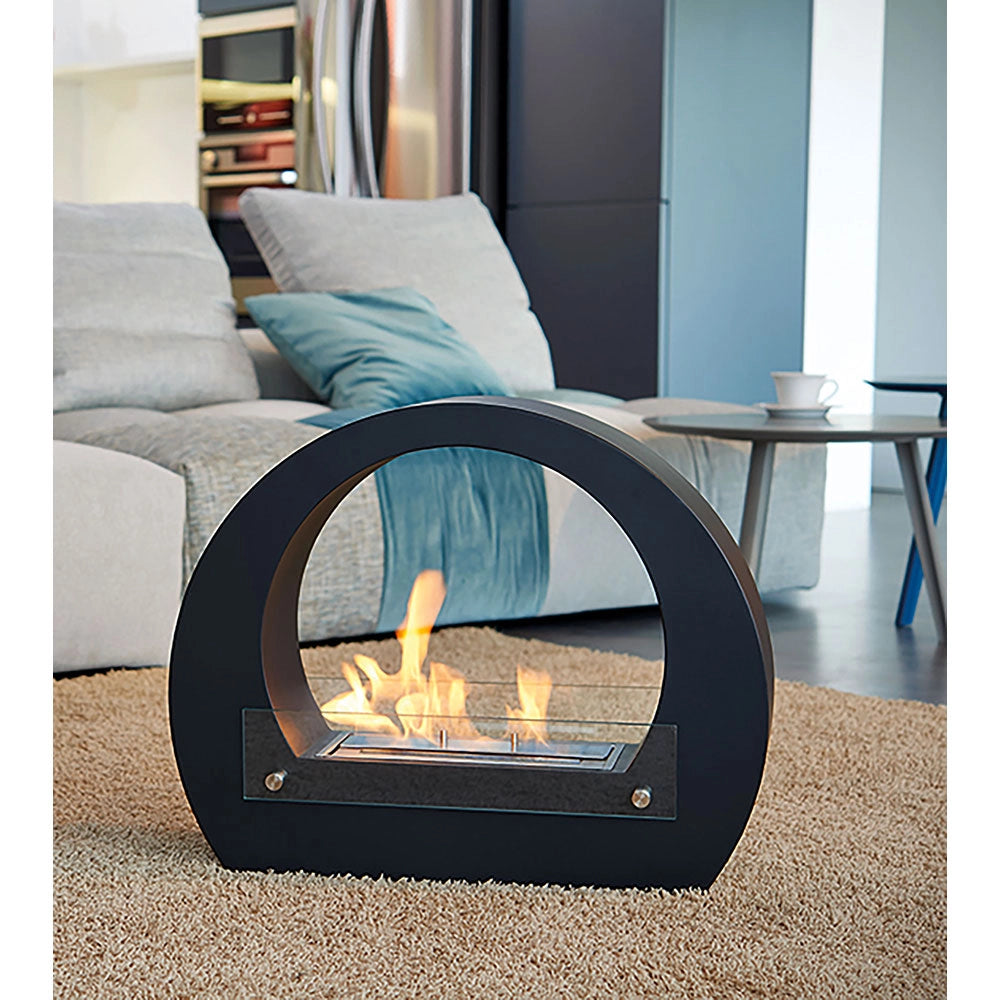 Camino a Bioetanolo da Pavimento 64x23x52 cm Karlsen Bologna Nero