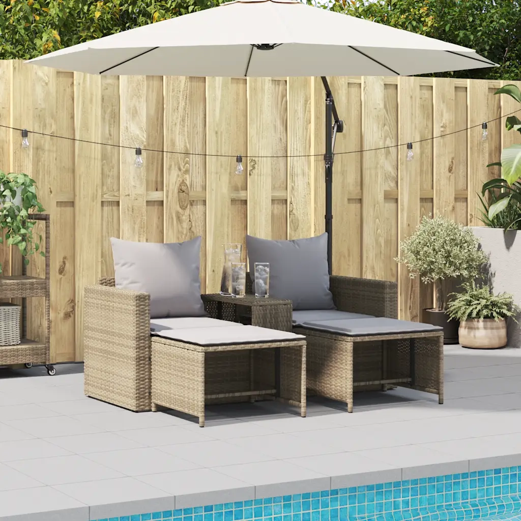 Set Divano da Giardino 5 pz con Cuscini Beige in Polyrattan 4104166