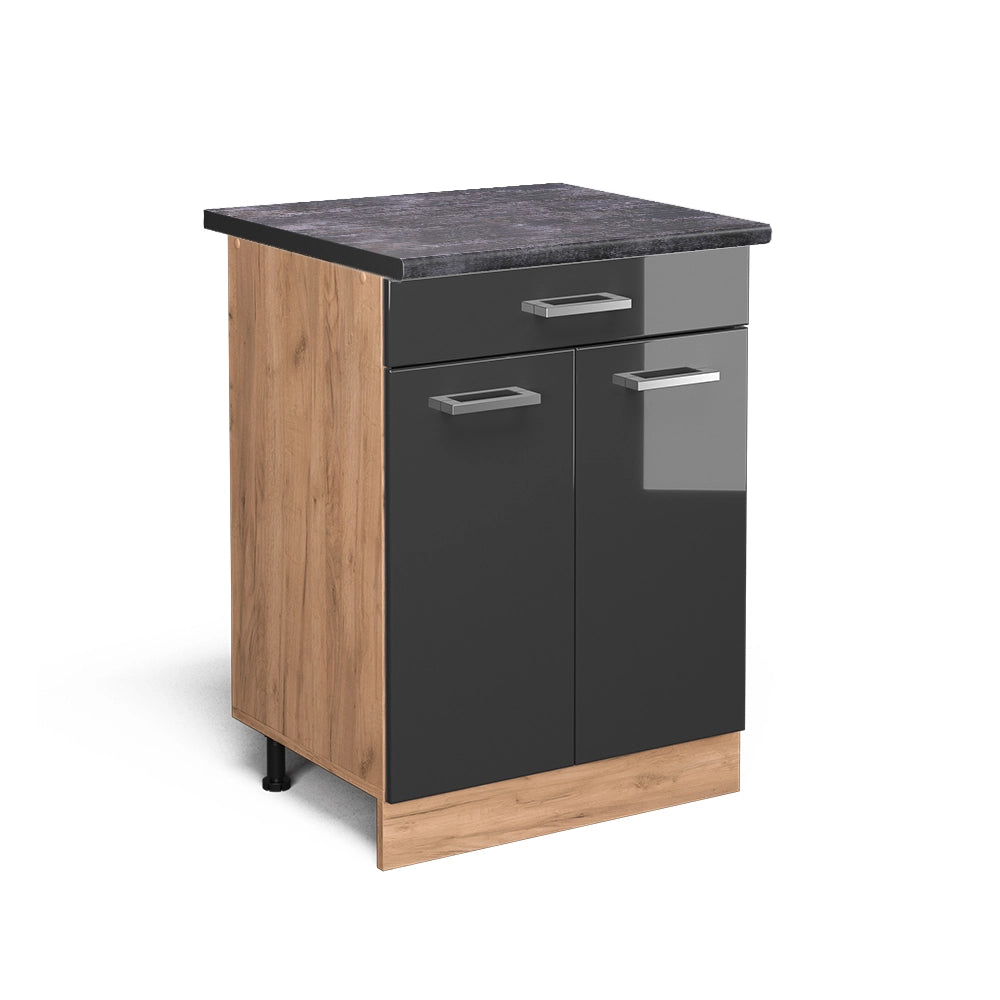 Vicco Mobiletto base per cucina Antracite lucido 60 cm con cassetto, PL Antracite