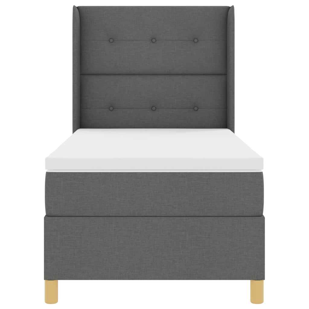 Letto Box Spring con Materasso e LED Grigio Scuro 80x200 cm Tessuto