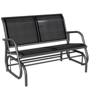 Panchina a Dondolo da Giardino 2 Posti in Metallo e Texteline, Robusta e Resistente per Esterno, 120x70x85cm, Nero