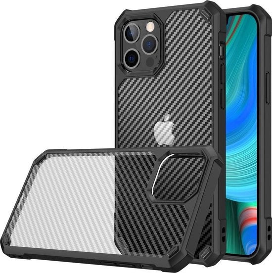Copertura posteriore in carbonio resistente allo shock nera custodia adatta per Apple iPhone 13 Pro Max
