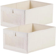 Set di organizzazione per armadio a 2 cassetti in tessuto, sistema di organizzazione delle ante pieghevoli, scatola di conservazione con finestra per intimo, asciugamani, abbigliamento per bambini, vestiti, pantaloni 41x28x17 cm beige