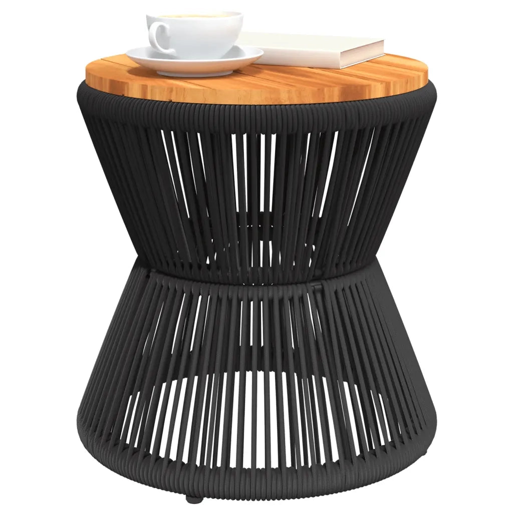 Tavolino Base in Filo Metallico Nero Ã˜ 45x44 cm Massello Acacia