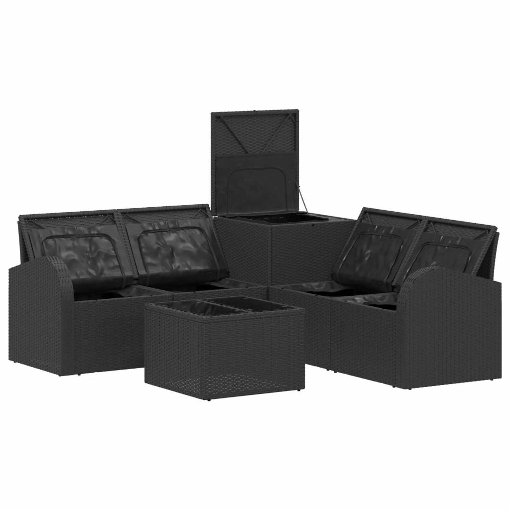 Set di divani 6 pz Nero e Bianco Crema 3447176