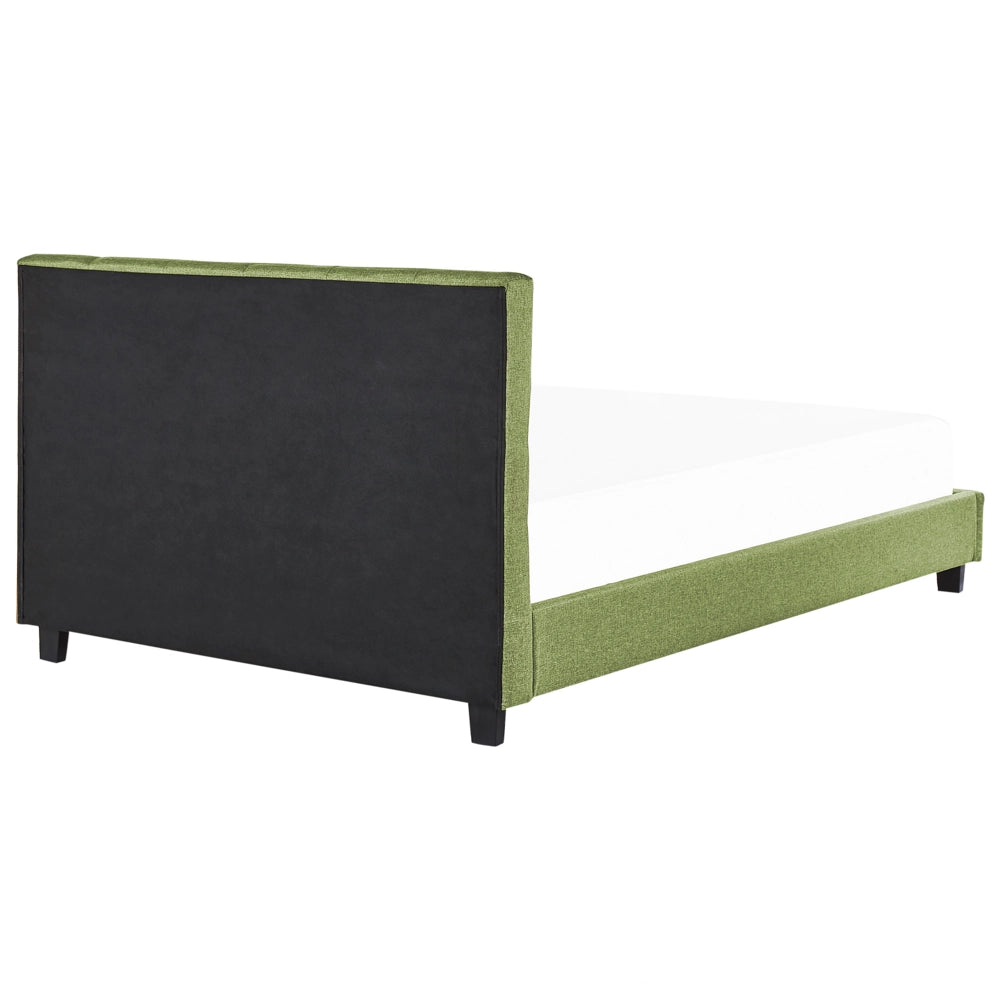 Letto imbottito tessuto verde rete a doghe testiera trapuntata 180 x 200 cm