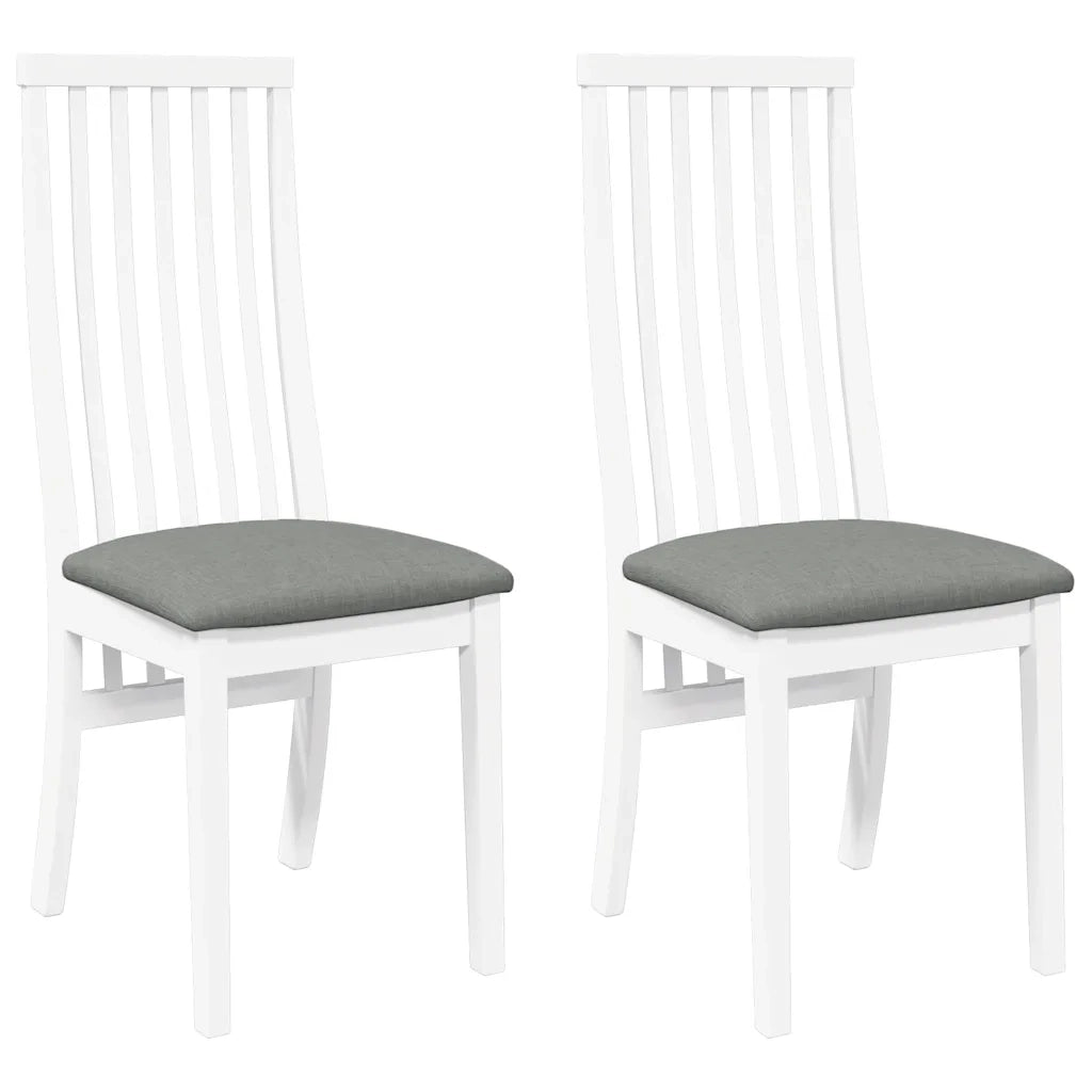Sedie da Pranzo con Cuscini 2 pz Bianco Legno Massello di Hevea 4102457