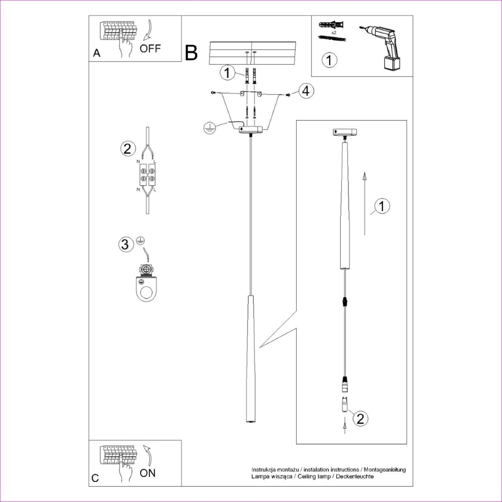 Lampada sospensione tubo nero G9 8W Serena Pure Lume