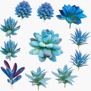 Piantine Finte Artificiale Blu - Set di 11 - Piantine Decorative Finte - Tipi Vari - Decorazione per la Casa - Decorazione per la Parete - Giardinaggio - Fai da Te - Regalo di Compleanno