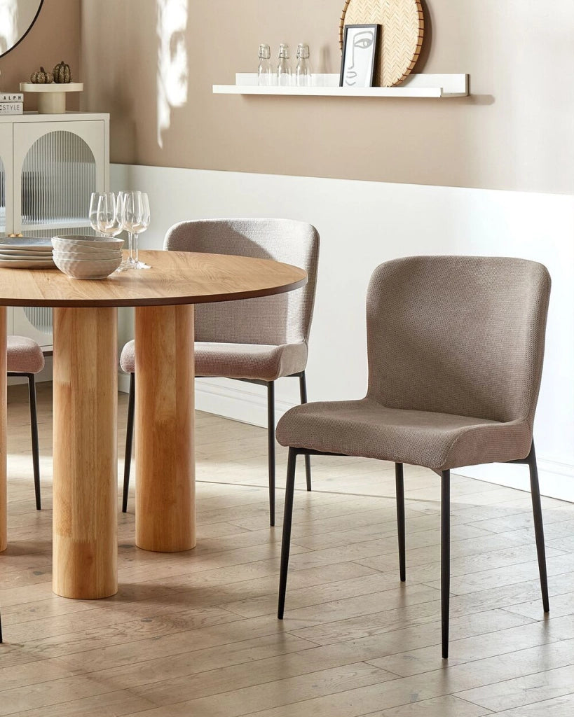 Set di 2 sedie da pranzo in tessuto poliestere con texture a maglia grigio talpa soggiorno e camera da letto