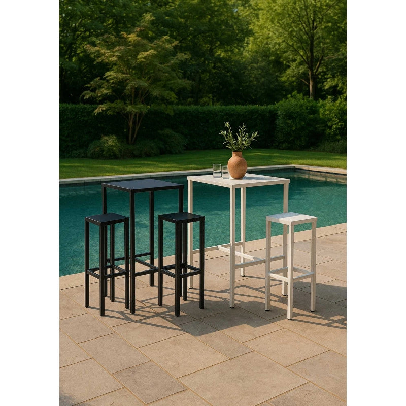 Sgabello Bar Fisso Metallo New Elma Bianco Cm 30x30h75