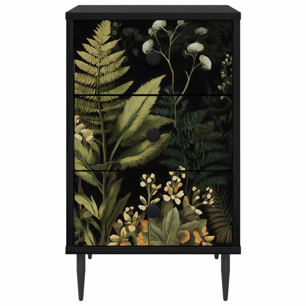 Armadio da Notte RHENEN Rovere Nero 36 x 33 x 61 cm 8007309