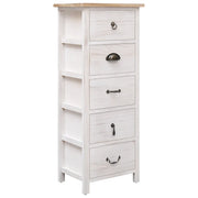 Mobiletto laterale con 5 pratici cassetti decorativo 35 x 25 x 87 cm in legno di Paulownia bianca 02_0046458