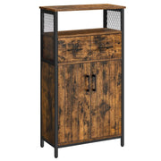 Mobile contenitore/credenza 60 x 30 x 108 cm con cassetto e ripiano regolabile mobiletto da bagno struttura in acciaio per soggiorno/cucina stile industriale marrone rustico e nero 12_0006442