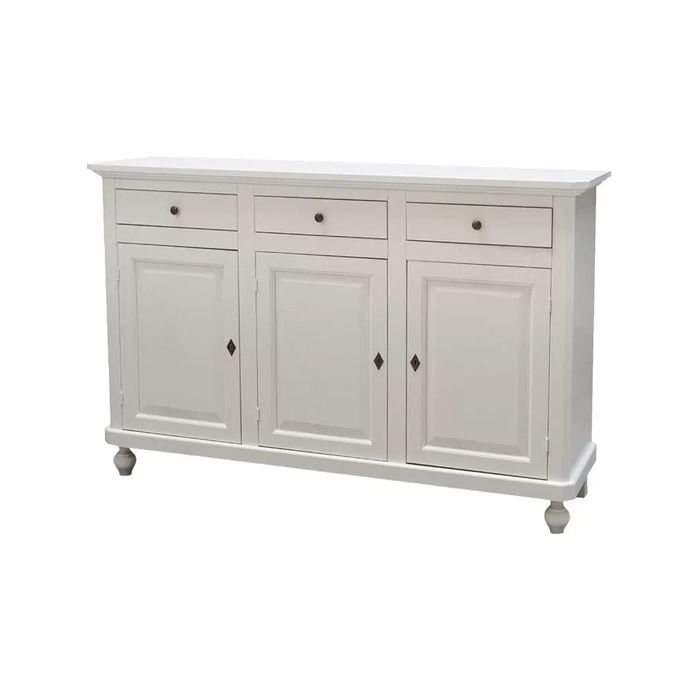 Madia credenza arte povera 3 ante legno bianco150x43x98 (1506) - Mobili 2G